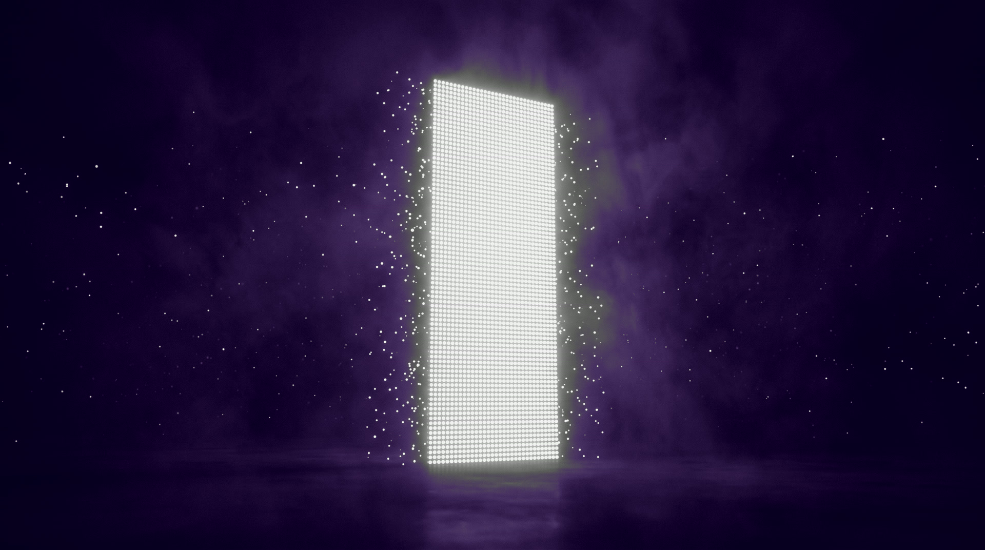 Um painel de luz formado por milhares de pontos que acabaram de se encaixar em uma grade